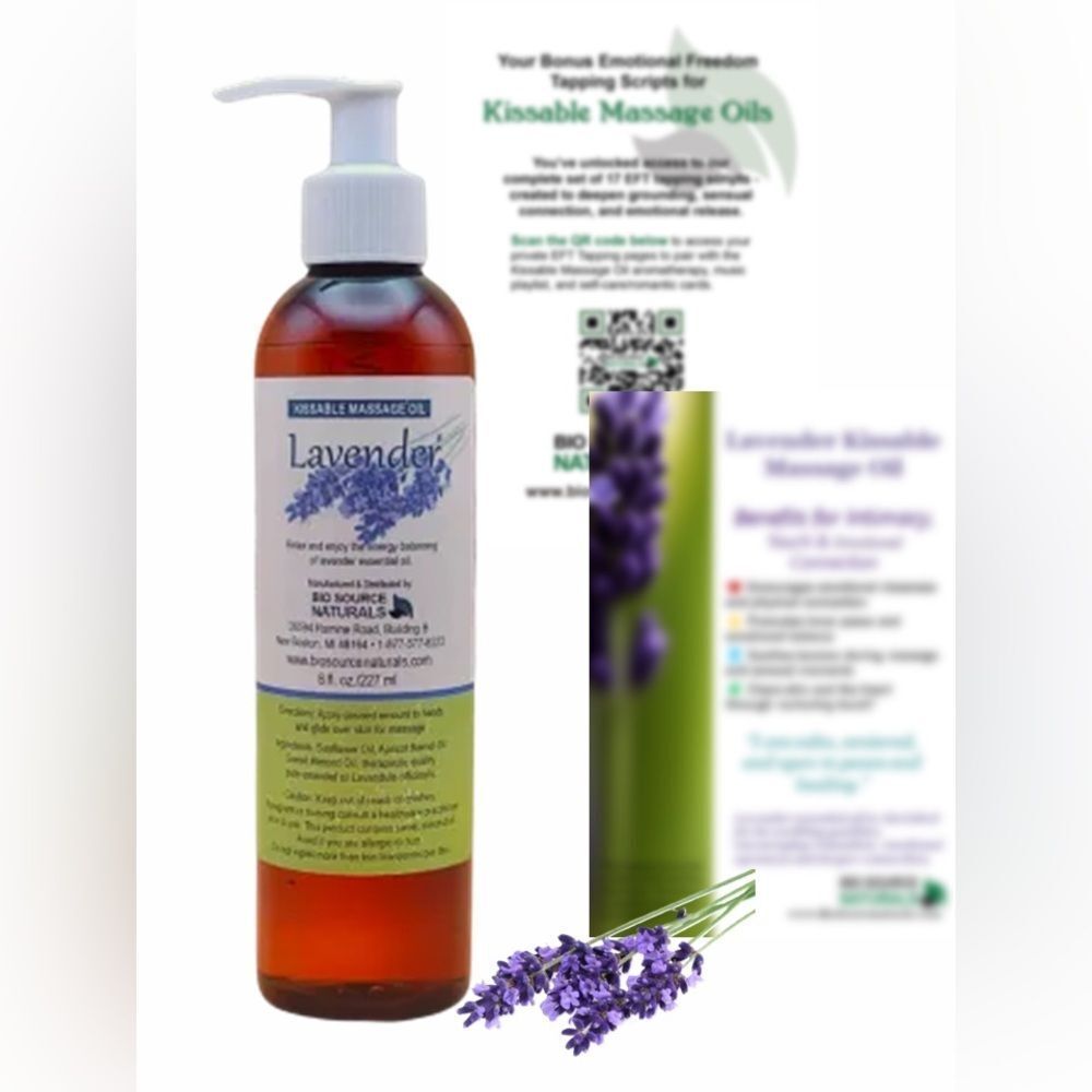 Lavender Kissable Massage Oil + Self-Care/Romance Ritual Card &  EFT Scripts